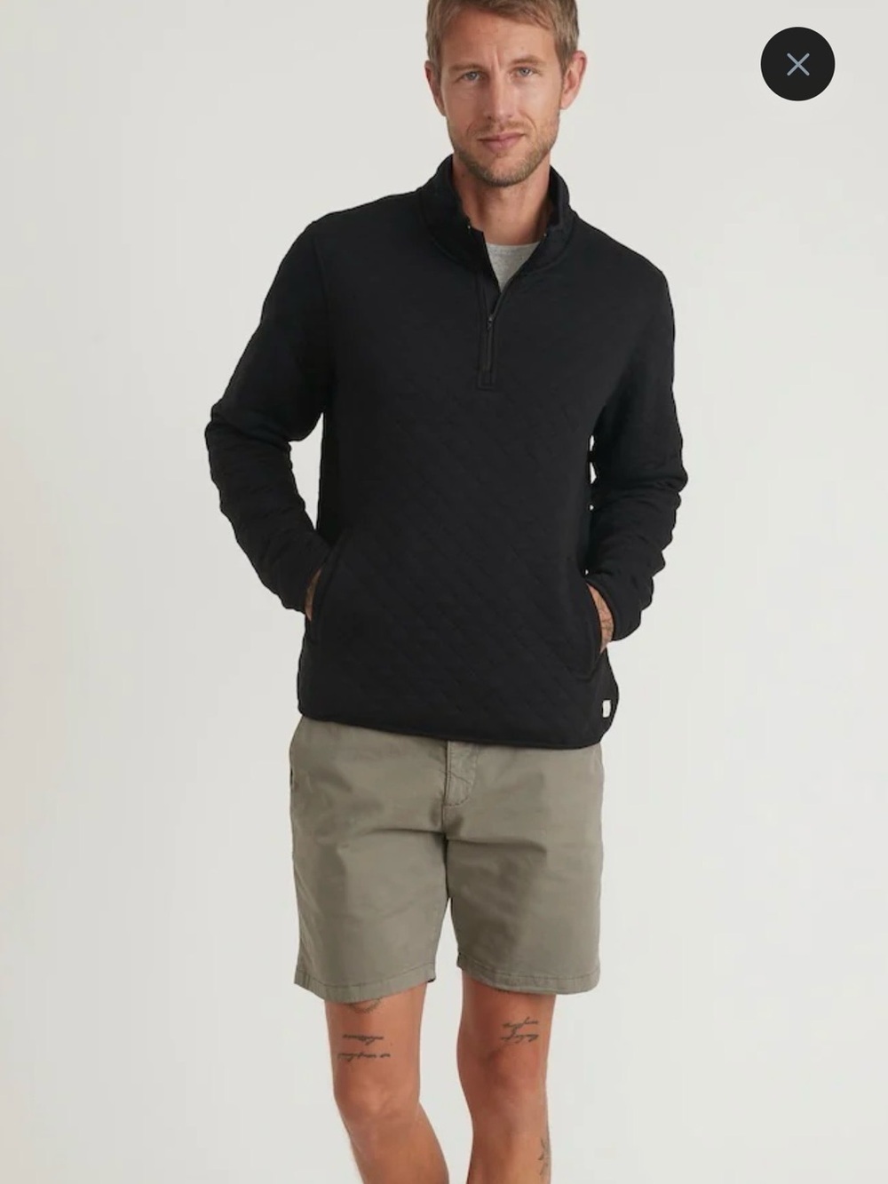 Marine Layer Sweater  Corbet Quilted Sweatshirt 1/4 Zip Pullover NWT Sz Medium
